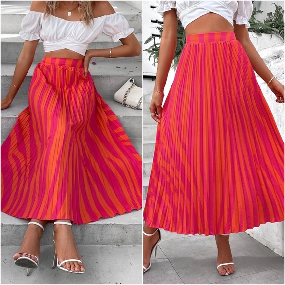 Dresses & Skirts - Colorful Stripe High Waist Maxi Skirt